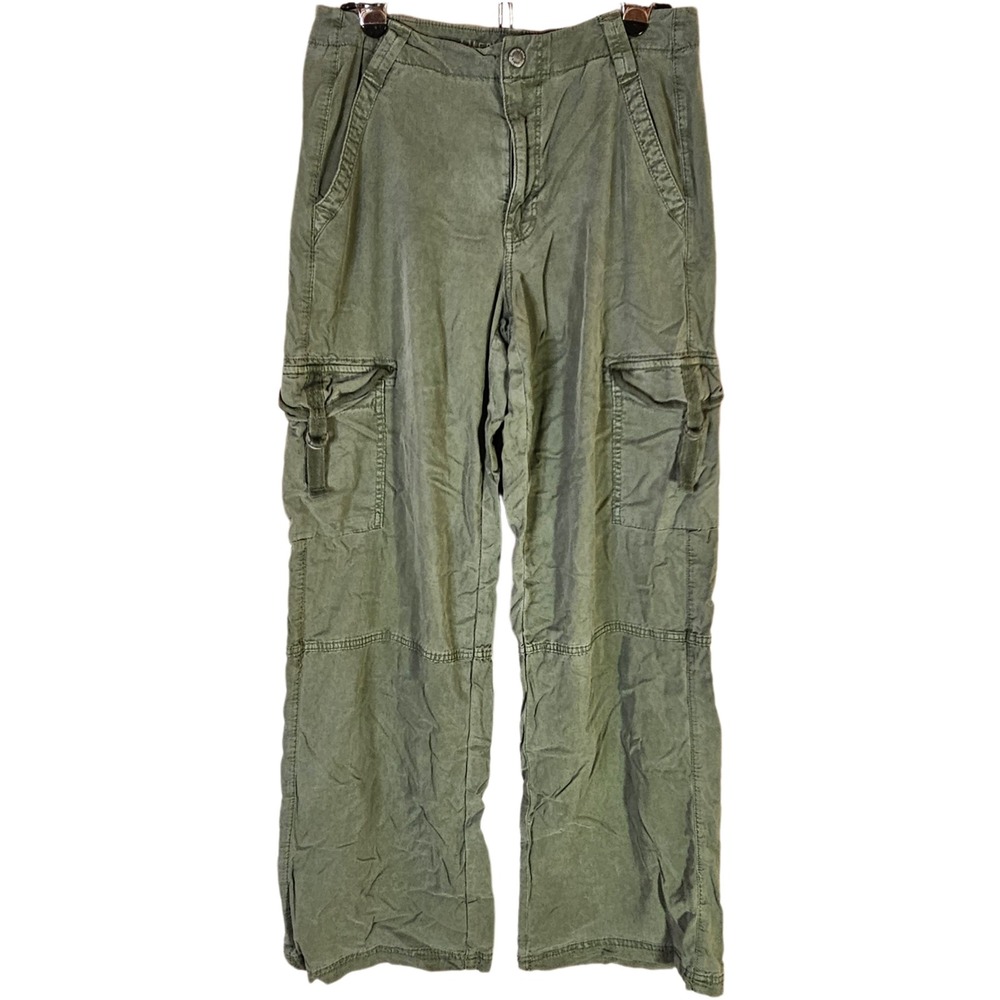American Eagle Super High Rise Baggy Wide Leg Cargo Pants Women's 8 Long Utility - Picture 2 of 12
